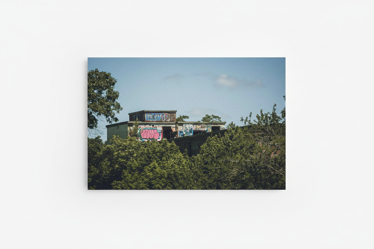 Graffiti rooftop clean flat lay photo print